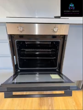 Deep cleaned oven with sparkling glass door